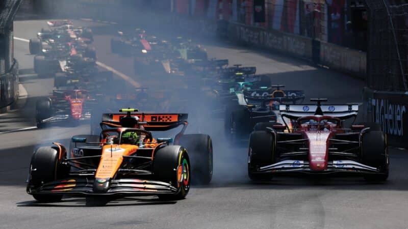 Lando Norris locked up Charles Leclerc