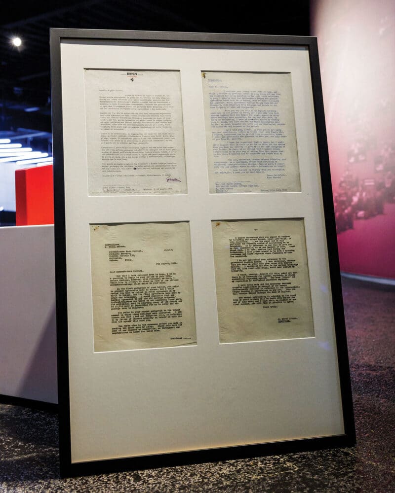 letters from Enzo Ferrari Silverstone 75 Exhibition