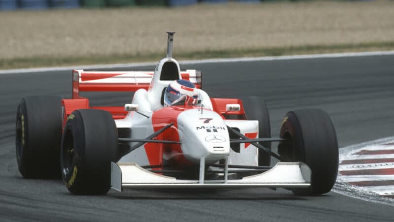 Mika Hakkinen (McLaren-Mercedes) in the 1996 French Grand Prix in Magny Cours