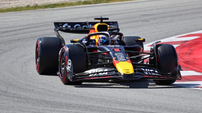 Max Verstappen (Red Bull-Honda) during qualifying for the 2025 Spanish Grand Prix