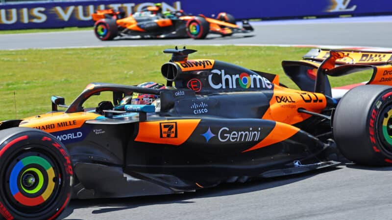 Lando Norris and Oscar Piastri during practice for the 2025 Canadian Grand Prix