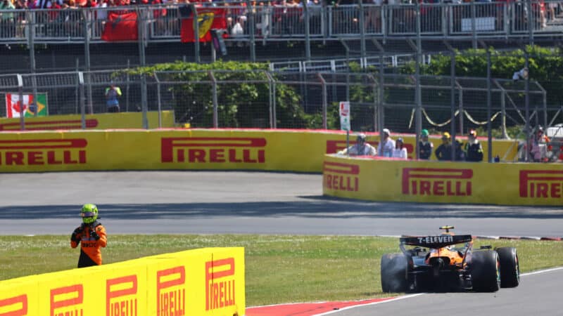 Lando Norris (McLaren-Mercedes) retires from the 2025 Canadian Grand Prix