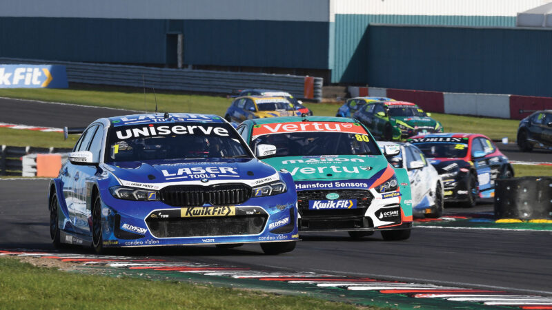 BTCC action at Donington kept Jeff current; Ethan Jeff-Hall’s Formula 4 catches air over the chicane blocks