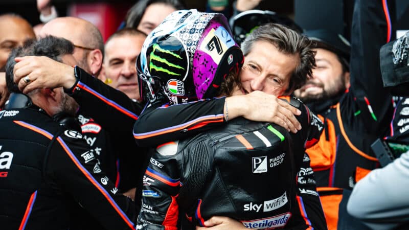 Rivola celebrating Bezzecchi Silverstone win