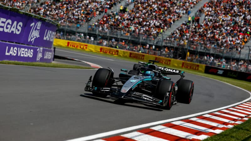George Russell in practice for the 2025 F1 Canadian Grand Prix