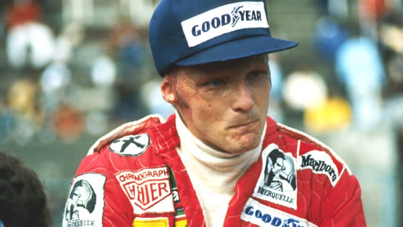 Fourth place finisher Niki Lauda (AUT) Ferrari made a heroic return to Formula One following his fiery near fatal accident at the Nurburgring six weeks earlier