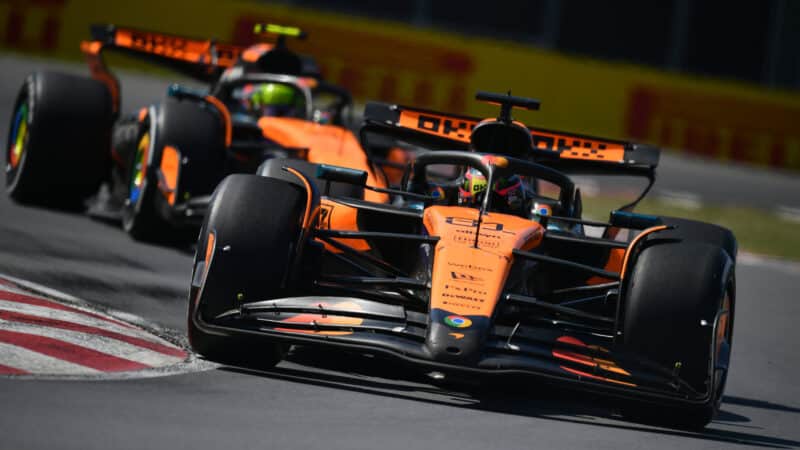 Oscar Piastri leads Lando Norris in the Canadian GP