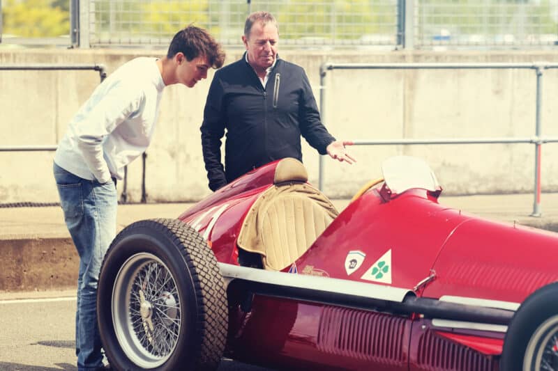 Martin Brundle and Oliver Bearman with Alfa Romeo 158