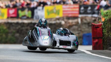 Sidecar takes flight at Isle of Man TT