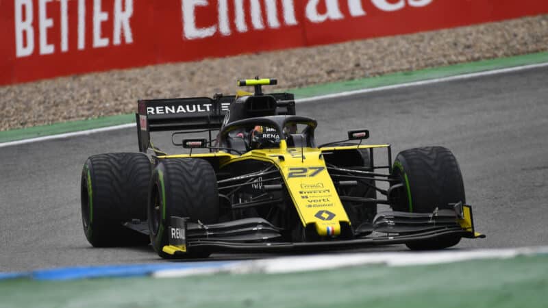 Nico Hülkenberg (Renault) during the wet 2019 German Grand Prix