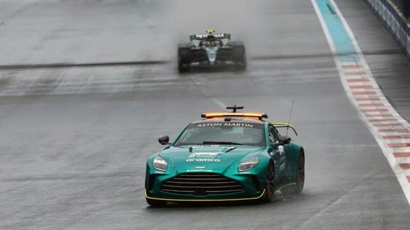 The Aston Martin safety car