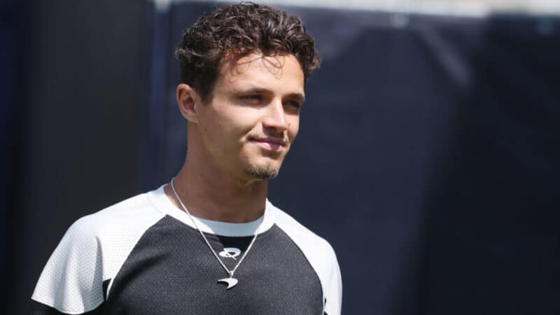Lando Norris (McLaren-Mercdedes) arrives for the 2025 Austrian Grand Prix