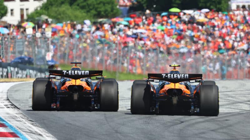 Lando Norris and Oscar Piastri side by side during the 2025 Austrian Grand Prix