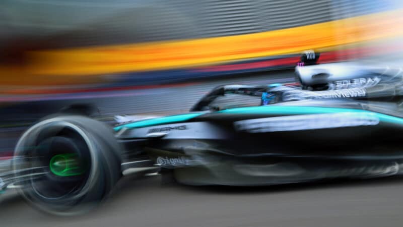 George Russell (Mercedes) during practice for the 2025 Belgian Grand Prix