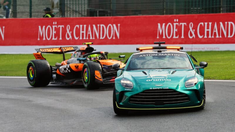 Safety car leading Lando Norris
