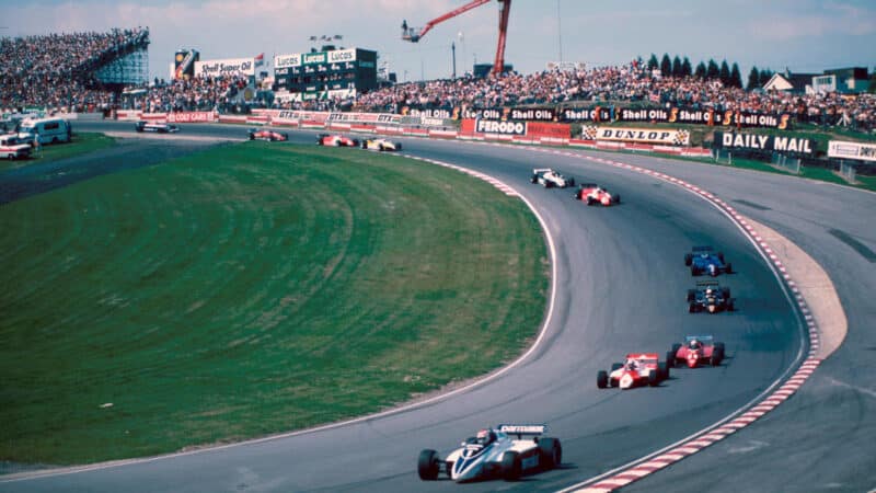Nelson Piquet(BRA) Brabham BT50, leads the field on the first lap British GP