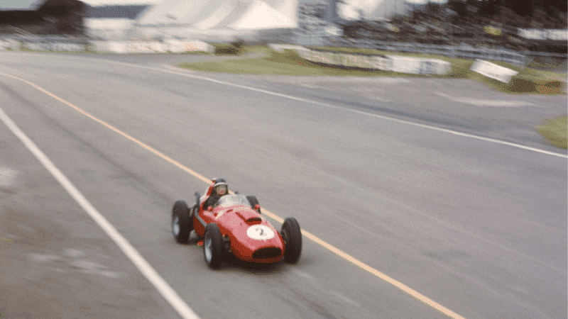 Mike Hawthorn in a Ferrari is an iconic sight