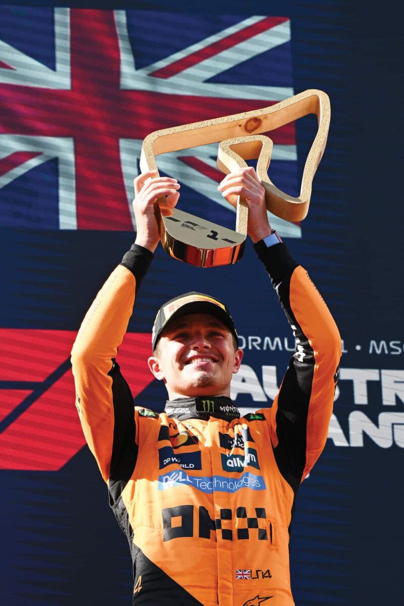 Lando Norris celebrates Austrian win