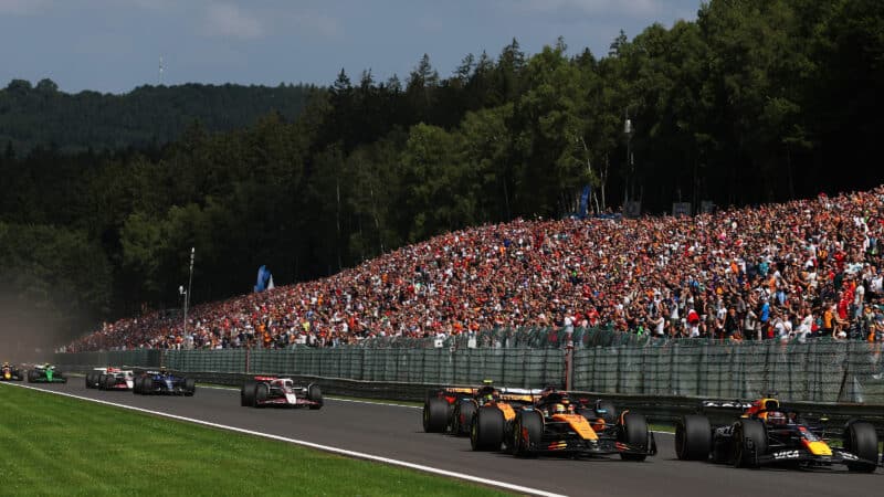Max Verstappen takes the lead in the 2025 F1 Belgian GP sprint race