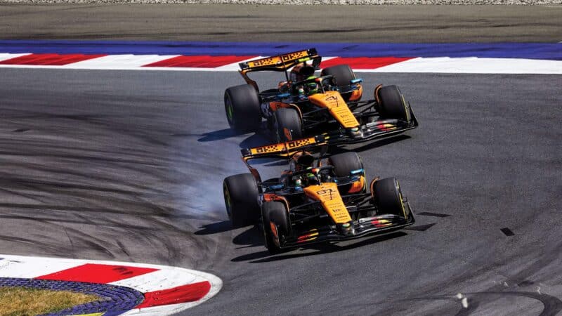 McLaren battle on track Oscar Piastri and Lando Norris