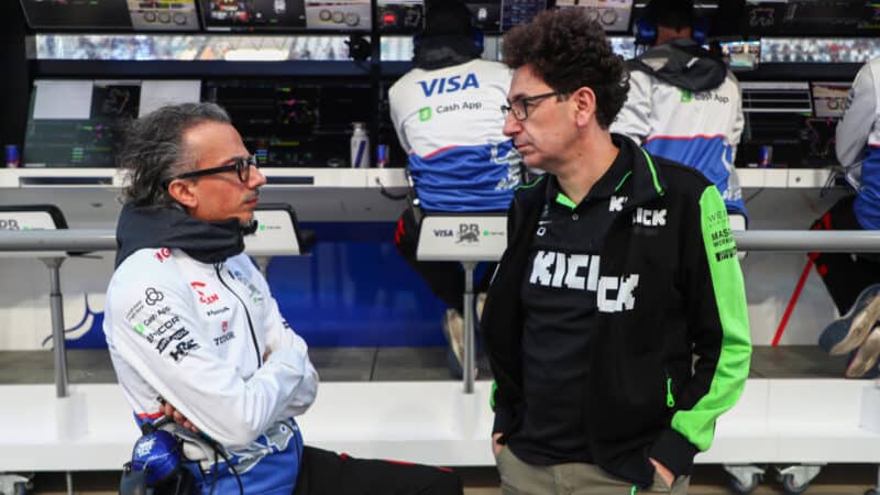 Laurent Mekies with Mattia Binotto