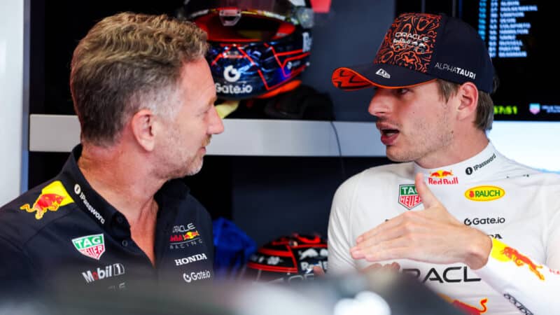 Christian Horner and Max Verstappen