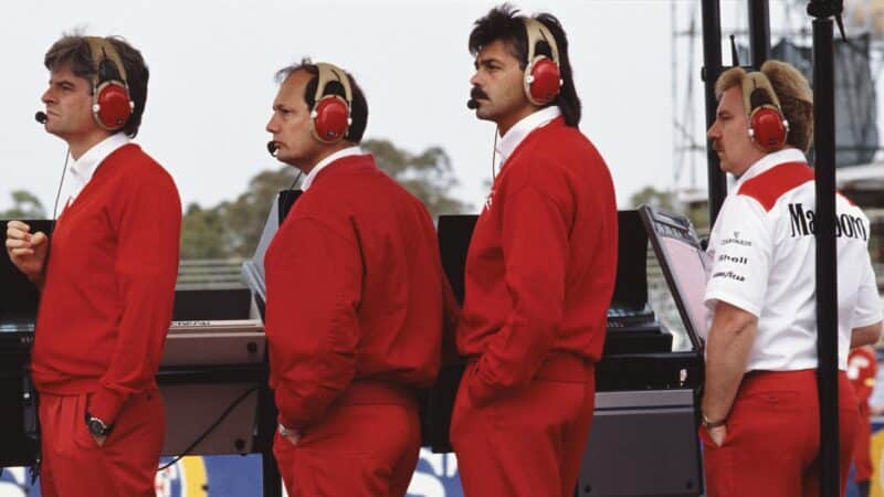 Steve Nichols, Ron Dennis, Gordon Murray and Oatley, Adelaide, 1989