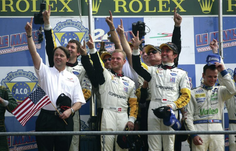 2006 Corvette team on the Le Mans podium