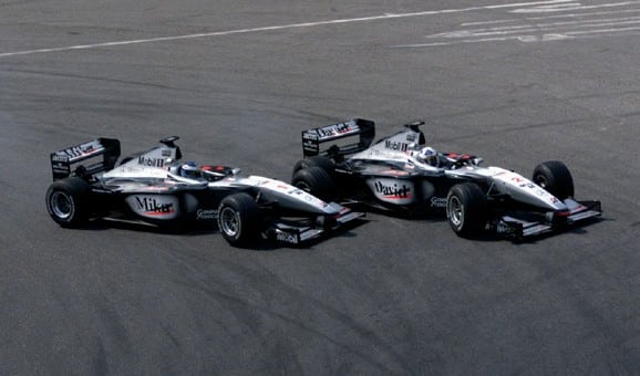 McLarens of David Coulthard and Mika Hakkinen