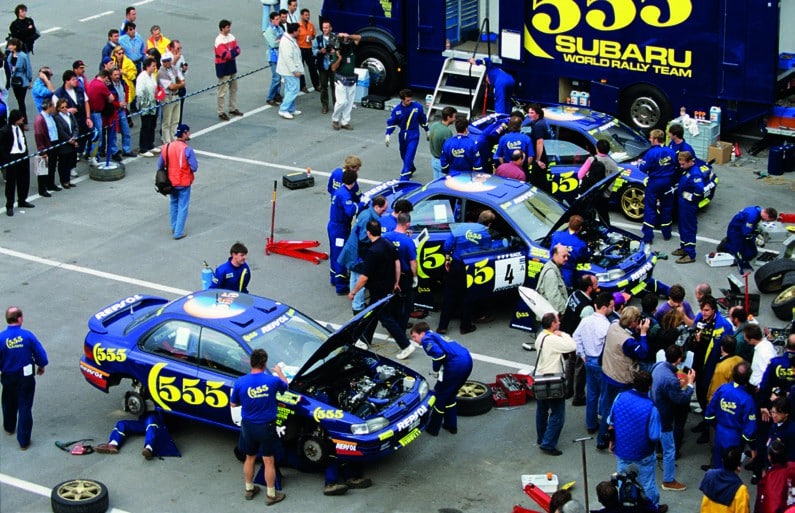 Subaru service area at the 1995 Rally of Spain