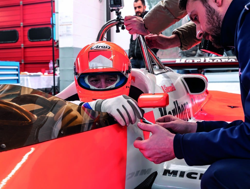 Bruno Giacomelli in his restored Alfa Romeo 182 F1 car